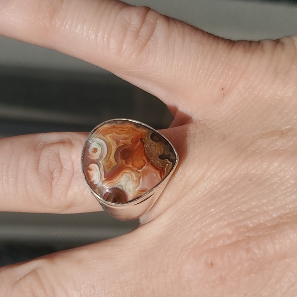 New Men's Crazy Lace Agate 925 Silver Ring. - Picture 11 of 15